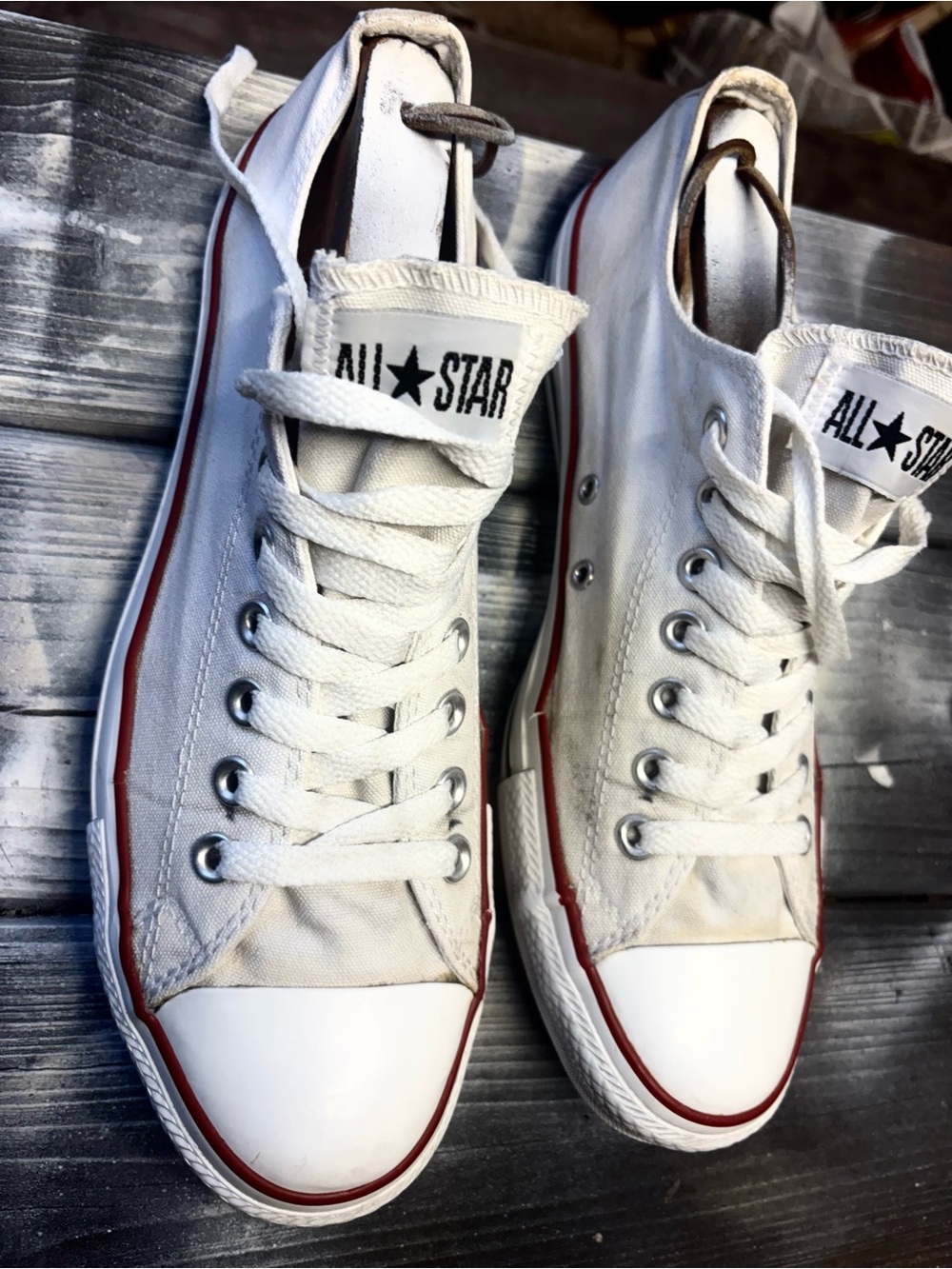 Converse All Star Chuck Taylor Canvas High Top Sneakers - White/Red size 10 - Picture 2 of 9